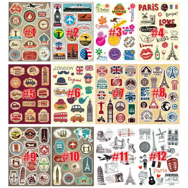 Waterproof Removable Car Sticker World Traveller Vintage Travel Stickers  for Suitcases Trolley Luggage Laptop Guitar PVC Sticker