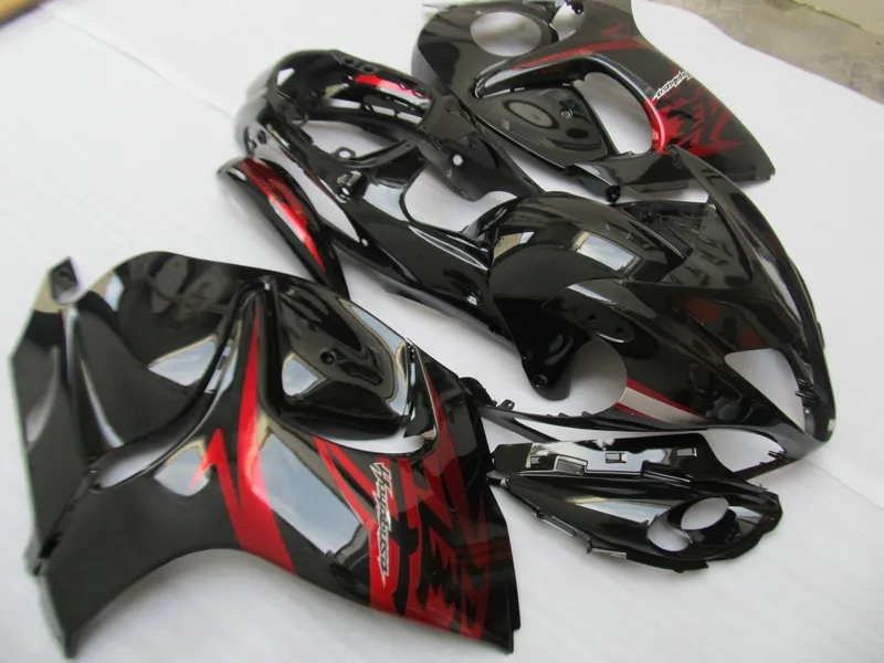 Injektionsform Gratis Anpassa Fairing Kit för Suzuki GSXR1300 08 09 10 11-14 Röda svarta Fairings Set GSXR1300 2008-2014 OT03