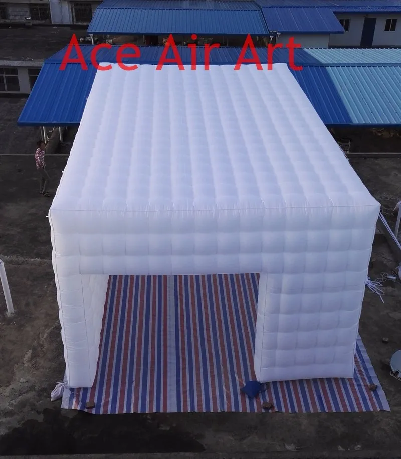 Jätte 8mlx5m wx3.6mh vit bra fyrkantig anpassad uppblåsbar camping kubtält för händelse i GB med 2 fönster
