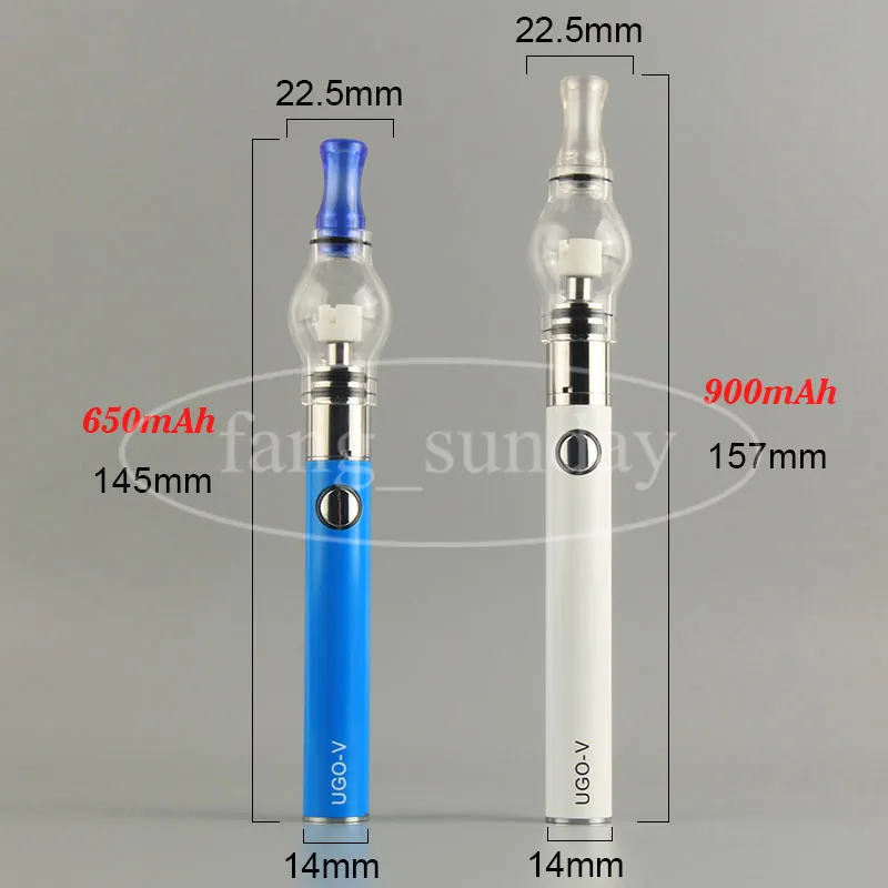 Cigarrillos electrónicos Dab Pen Accesorio de cúpula Kit de inicio de vaporizador con tanque de cera de vidrio Globe Micro USB Passthrough UGO V Vape Batería Carga inferior