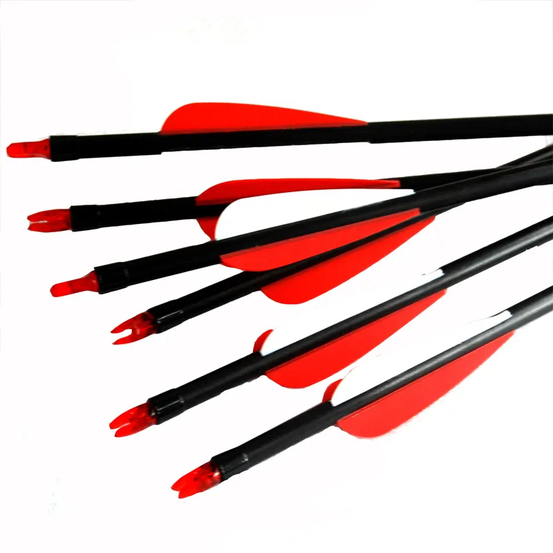 12 pièces tir à l'arc chasse Nock plume fletché en fibre de verre flèches tige en fibre de verre cible pratique composé arc classique tir à l'arc