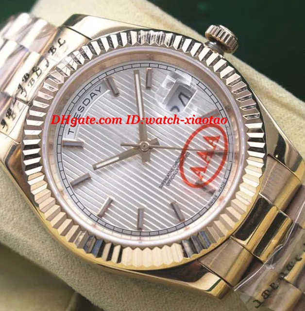 Роскошные часы браслет из нержавеющей стали розовое золото 40 мм 228235 полоса циферблат автоматический модный бренд мужские часы Наручные часы