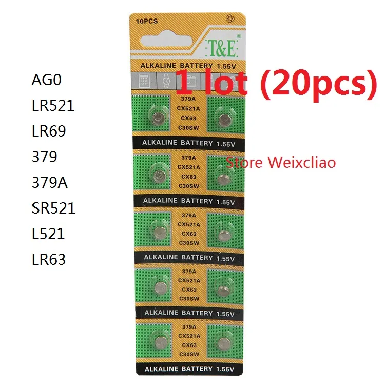 1 AG0 LR521 LR69 379 379A SR521 L521 LR63 1.55V Alkaline Button Cell ...