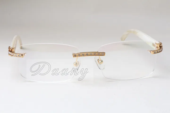 Direct fashion, high quality Eyeglasses frame, Spectacle frame, T3524012, white natural rhinoceros horn, square diamond glasses, 58-18-140mm