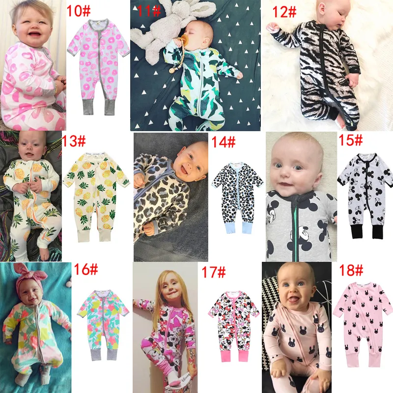 26 estilos novos ins insistos meninos meninas listradas zíper romper toddler floral jumpsuits infantil algodão de manga longa ternos primavera crianças outfits DHL