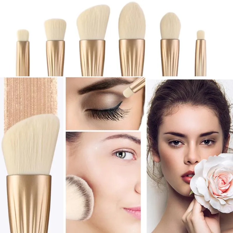 6 pièces pinceaux de maquillage visage yeux base cosmétique fond de teint pinceau blush mélange brosse coquille conceptions ensemble de pinceaux de maquillage professionnel