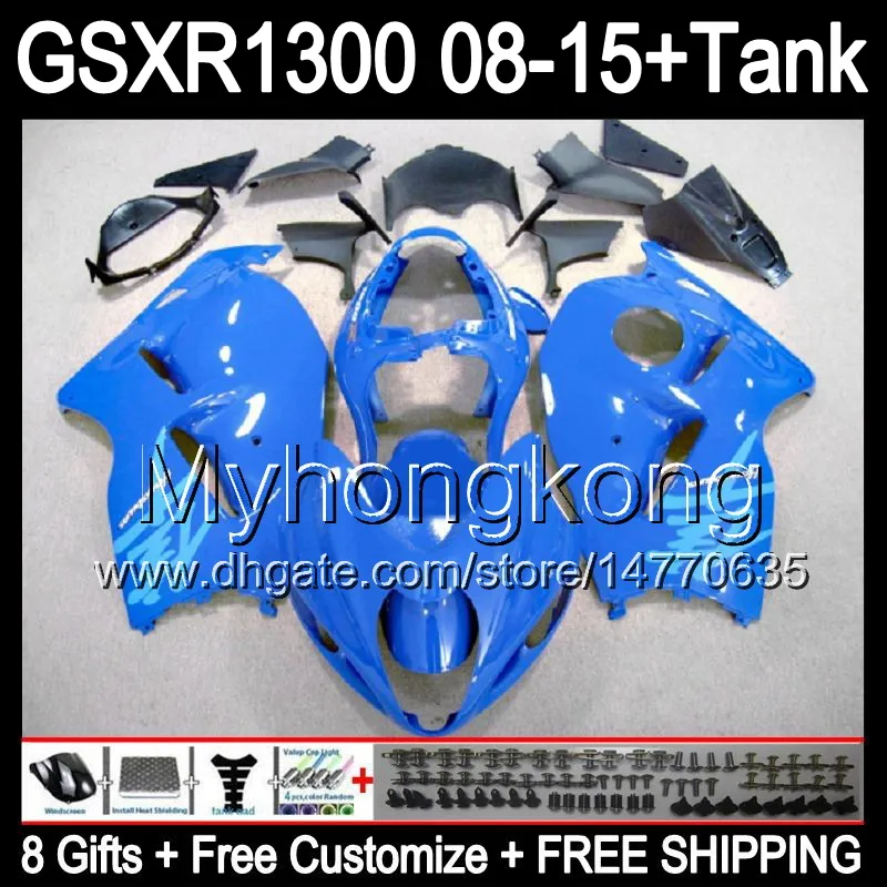 blu lucido 8 regali per SUZUKI Hayabusa GSXR1300 08 15 GSXR-1300 14MY5 GSXR 1300 GSX R1300 08 09 10 11 12 13 14 15 Carenatura TOP blu nero Kit