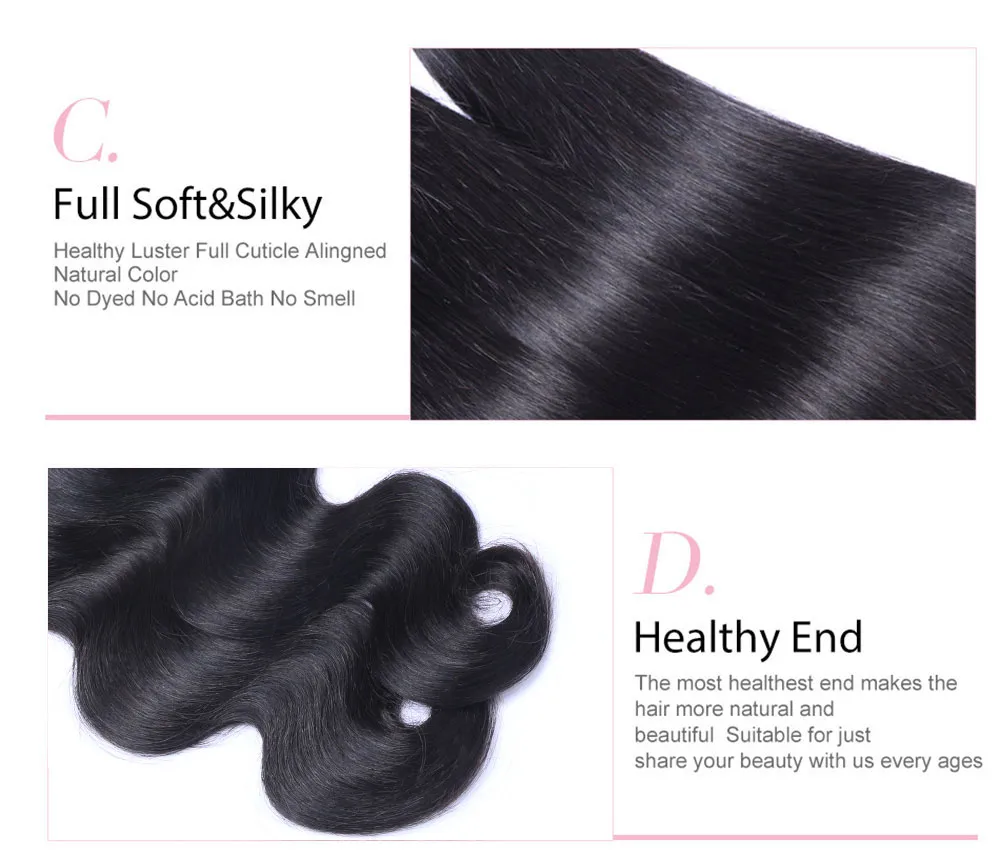 Nieprzetworzony Brazylijski Dziewiczy Włosy Ciało Fala Tanie Brazylijskie Faliste Remy Human Hair Weaves 3/4 Wiązki 100g / szt Natural Black Hair Extensions