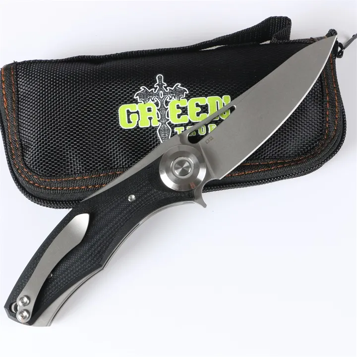 Groene Thorn Board zwart + shirogorov g10 titanium handvat D2 Blade lager vouwmes, outdoor jachtmes, fruitmes, EDC