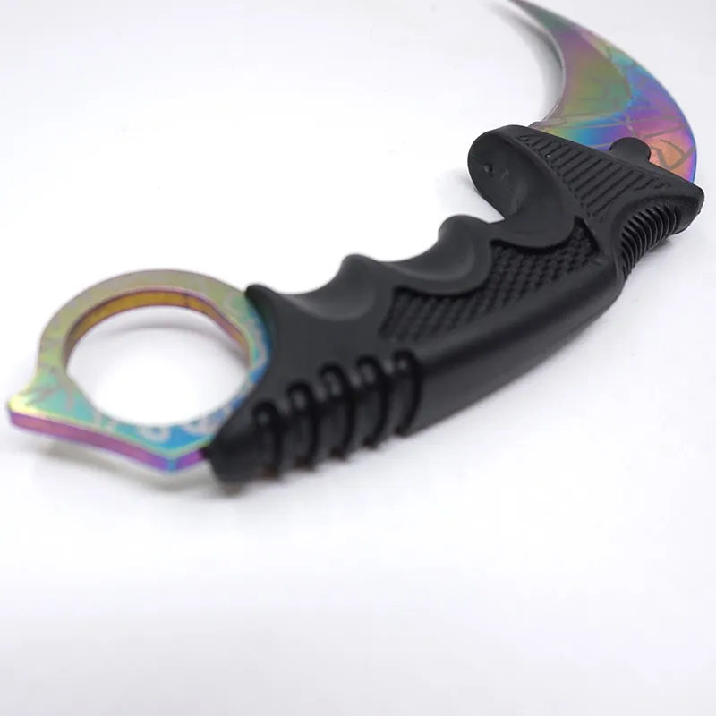 Counter Strike CS GO Couleur Titane Couteau de Survie Couteau Karambit Lame Fixe En Acier Inoxydable En Plein Air Traning Rescue Camping Outils