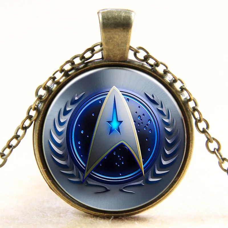 Partihandel Glas Dome Cabochon 25mm Star Trek Halsband Glas Cabochon Dome Pendant Retro Halsband Smycken Gratis frakt