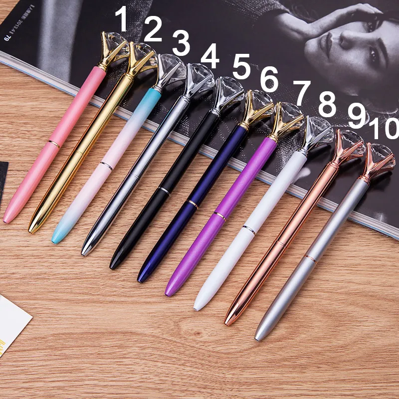 Esferográfica De Cristal Canetas Ballpen Moda Menina 19 Carat Grande Diamante Canetas Esferográficas Canetas Para A Escola Papelaria Material de Escritório 77