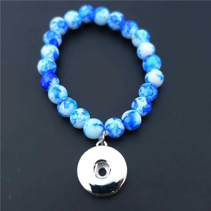 2018 Hot sale Kids Girls 15cm Length Glass Beads Noosa Chunks Metal Ginger 18mm Snap Buttons Bracelet Jewelry Mix Colors Wholesale