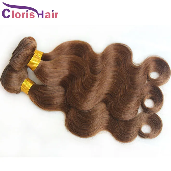 Klaring Verkoop Gemengde 3 stuks Body Wave Maleisische maagdelijk Human Hair Weave Bundels #4 Donkerbruine golvende natuurlijke inslag Full Bodywave Sew In extensions