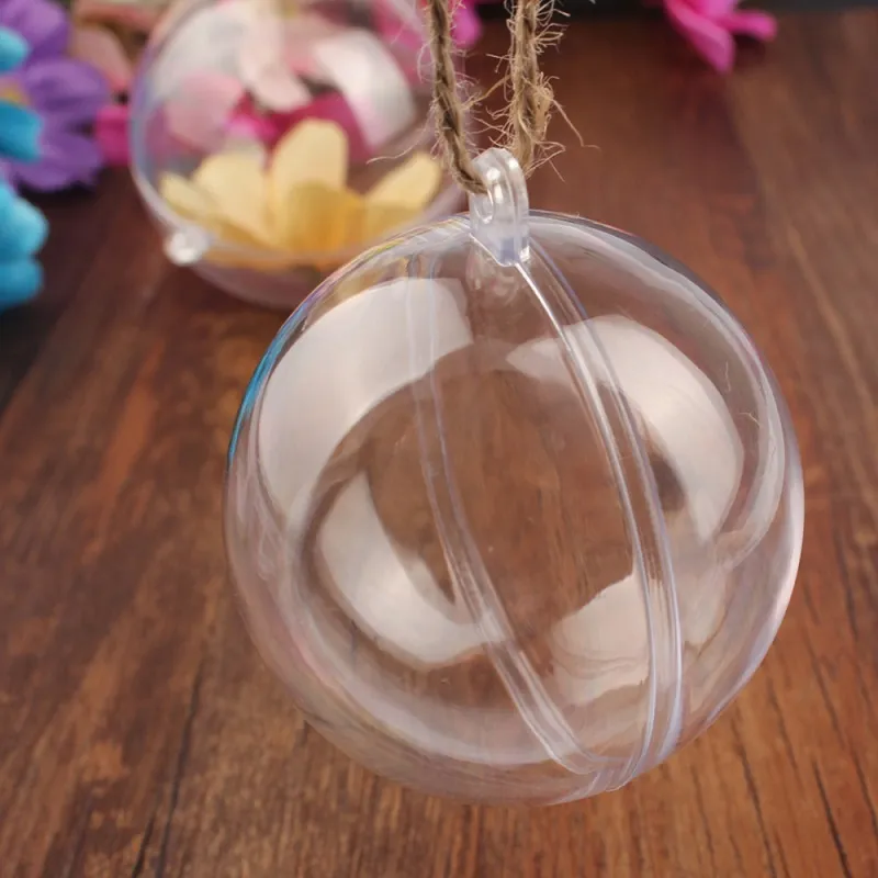 Transparent Fillable Decoration White Ball Clear Bauble Ornament Supply for Romantic Wedding Christmas tree 50mm/80mm wen4418