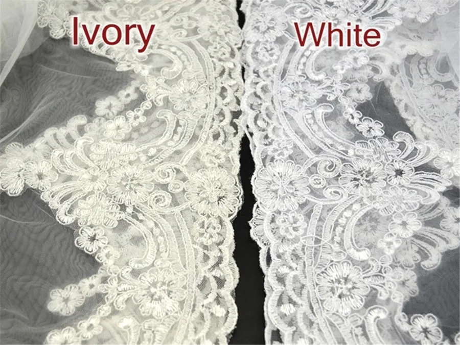 White/Ivory 3M Cathedral Length Lace Edge Long Bridal Head Veil With Comb Wedding Accessories velos de novia