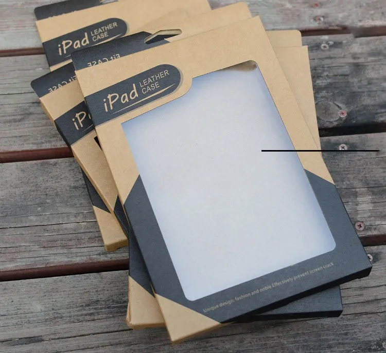 Kraft Paper Retail Pakket Box voor I Pad Mini 2 3 4 5 AIR 2 Tablet PC 7.9 9.7 Inch Lederen Case Cover Cases Verpakkingsdozen 100st