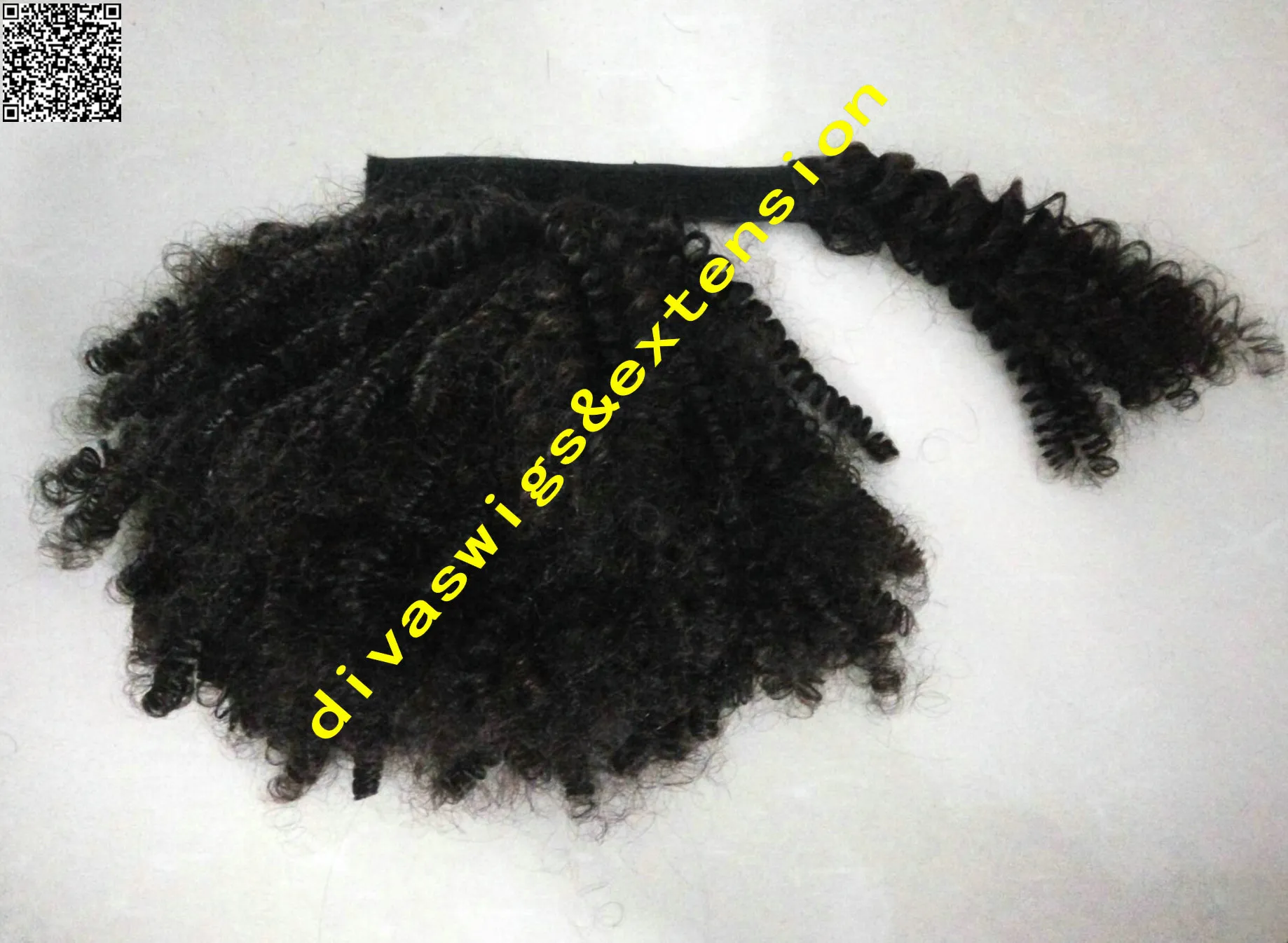 Kinky Curly clipe de cabelo real mongol rabo de cavalo mongol Kinky Curly # 1 Wrap Around rabo de cavalo peruca de cabelo humano para as mulheres negras