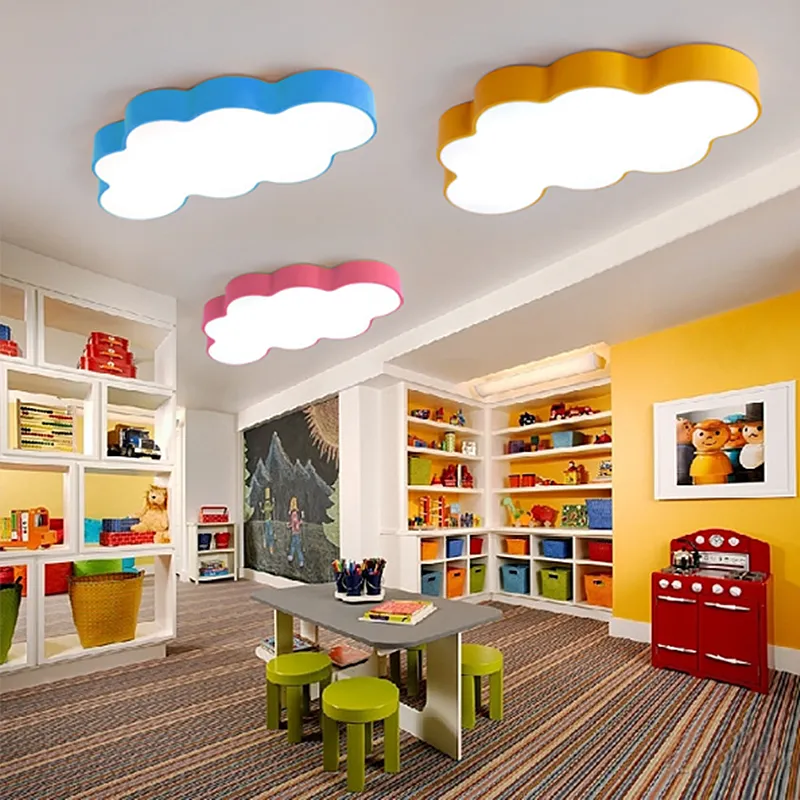 LED nuage enfants chambre éclairage enfants plafonnier bébé plafonnier avec jaune bleu rouge blanc couleur pour garçons filles chambre luminaires