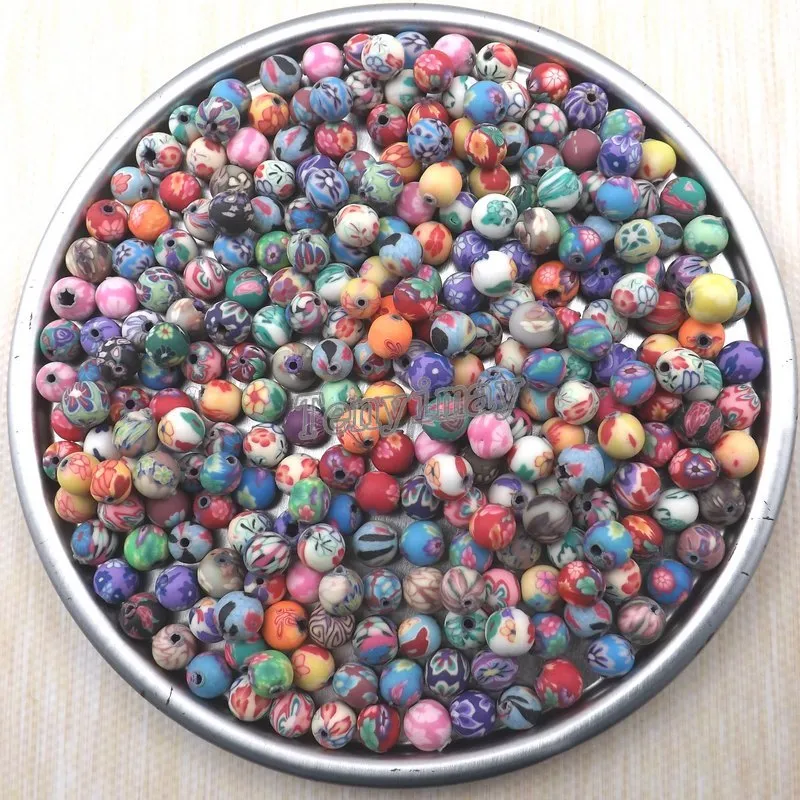 Högkvalitativ 6mm Round Polymer Clay Pärlor för smycken DIY Mixed Gratis Frakt Partihandel