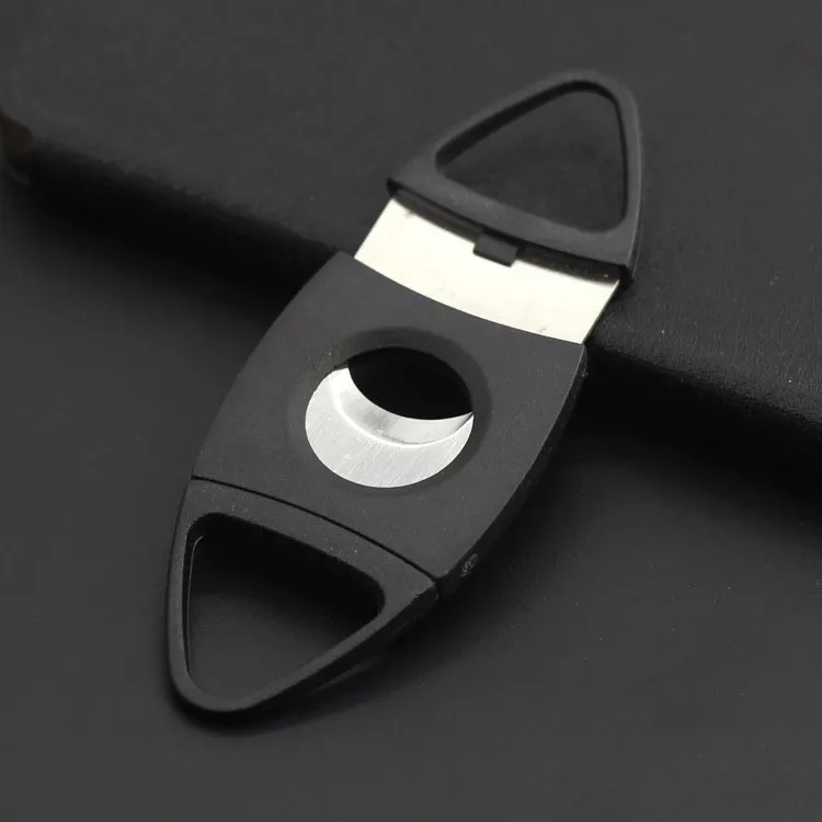 Pocket Plastic Stainless Steel Double Blades Cigar Cutter Knife Scissors Tobacco Black Free DHL In Stock WX-C22