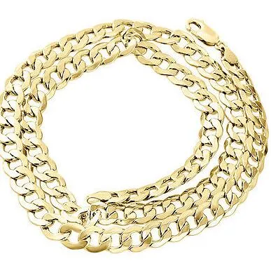 Mens Real 10K Yellow Gold Hollow Cuban Curb Link Chain Necklace 8mm 24 Inch204g