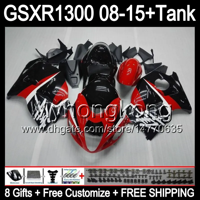 parlak siyah 8 hediyeler Için SUZUKİ Hayabusa GSXR1300 08 15 GSXR-1300 14MY23 GSXR 1300 GSX R1300 08 09 10 11 12 13 14 15 üst kırmızı siyah Fairing Kiti