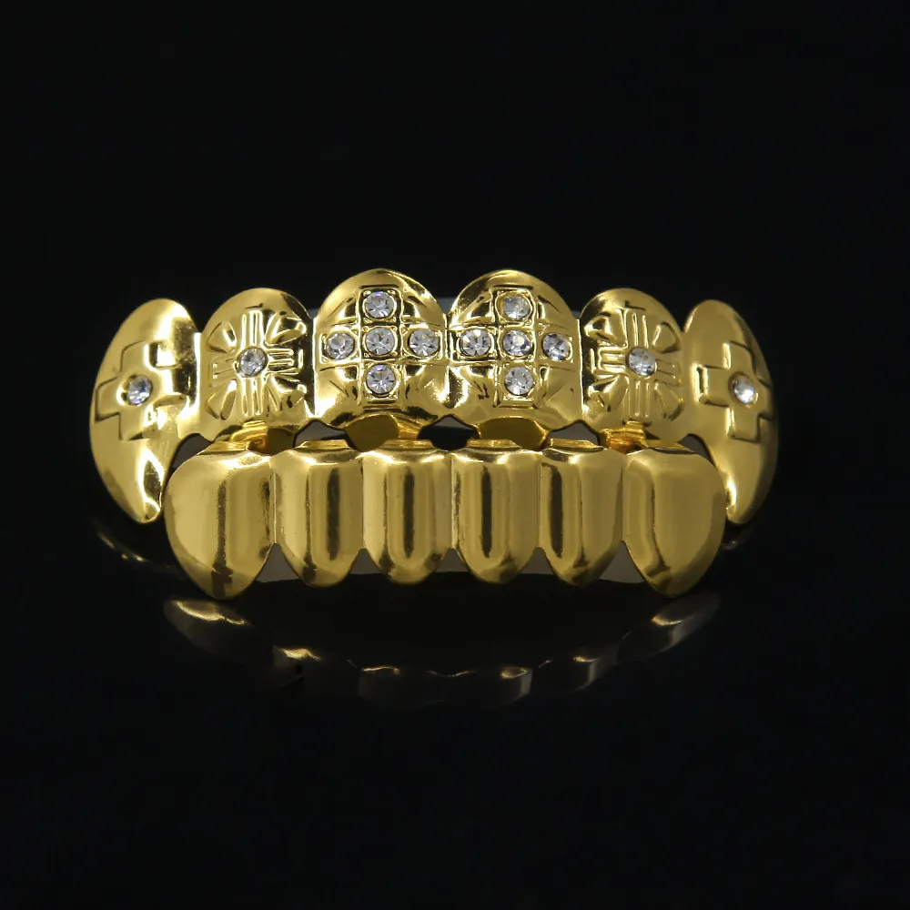 Griglie In Oro Per Denti, Grillz In Oro Lucido Hip Hop Placcato - Foto 14