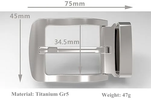 Titanium Gr5ピンベルトバックルニッケルフリーアンチ耐食防止抗アレルギーノイゲルめっき軽量47gベルトループ用ベルトループ32mm~34mm
