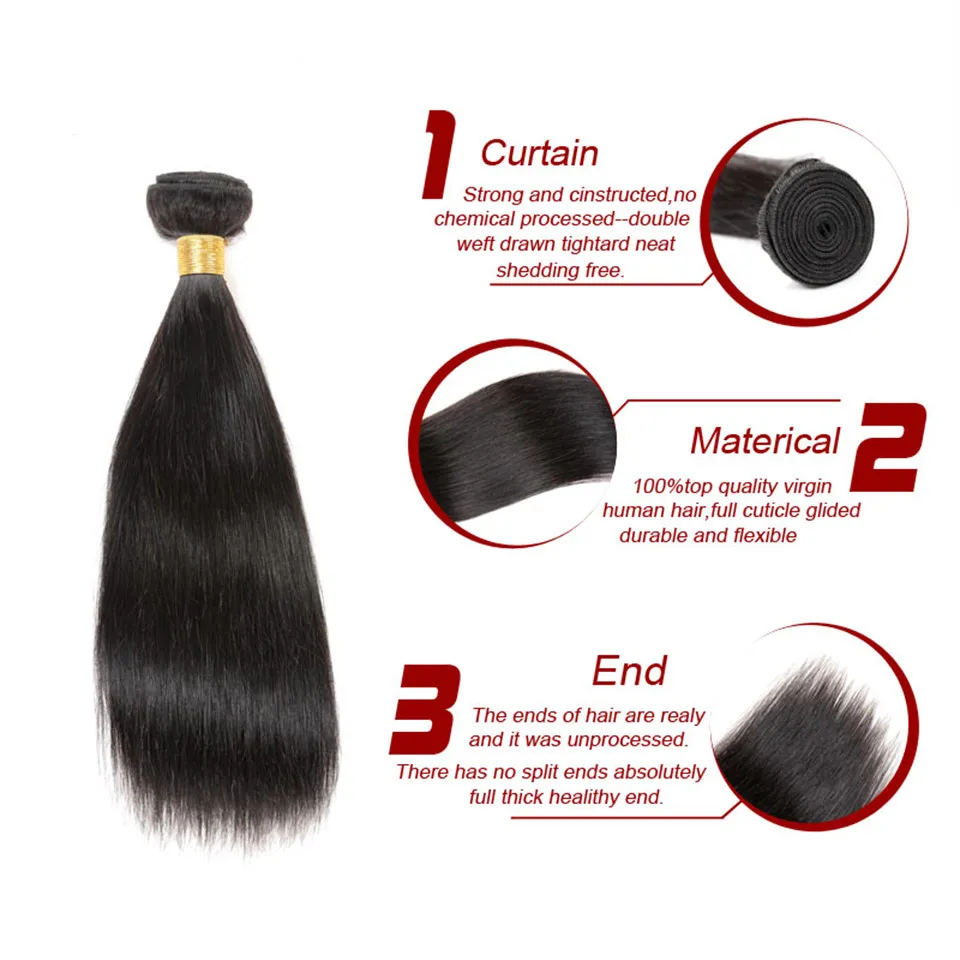 Cabelo Virgem peruano Com Fecho de 4 Feixes de Cabelo Humano Weave Com 4 * 4 Fechamento Feixes de Cabelo Liso Peruano Com Fecho de Renda