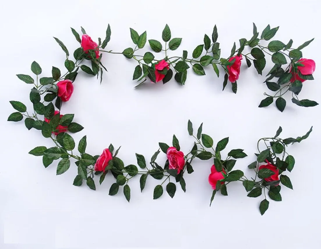 Artificial Rose Flor Folha Guirlanda Hera Para Planta Parede Casamento Festa de Casamento Em Casa Escritório Bar Decorativo