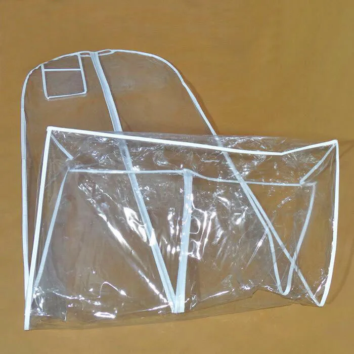 White Transparent PVC Dust Bag For Wedding Dresses Prom Evening Gowns Bags Waterproof Garment Cover Travel Storage Dust Covers Thr7679977