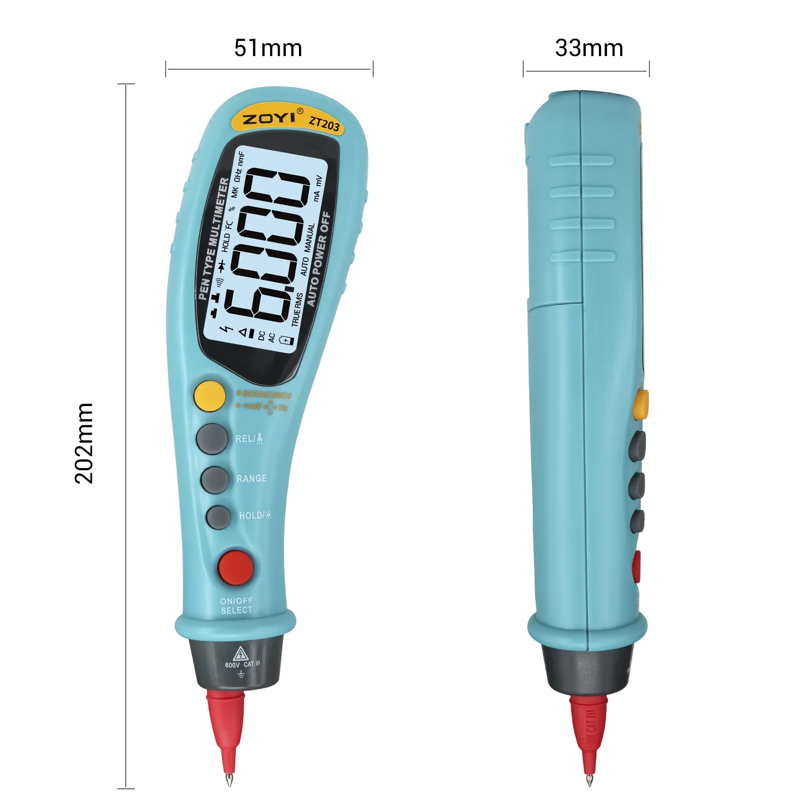 ZT203 pen type digital multimeter, portable table, intelligent carrying table, automatic range, digital multimeter, hand key table,