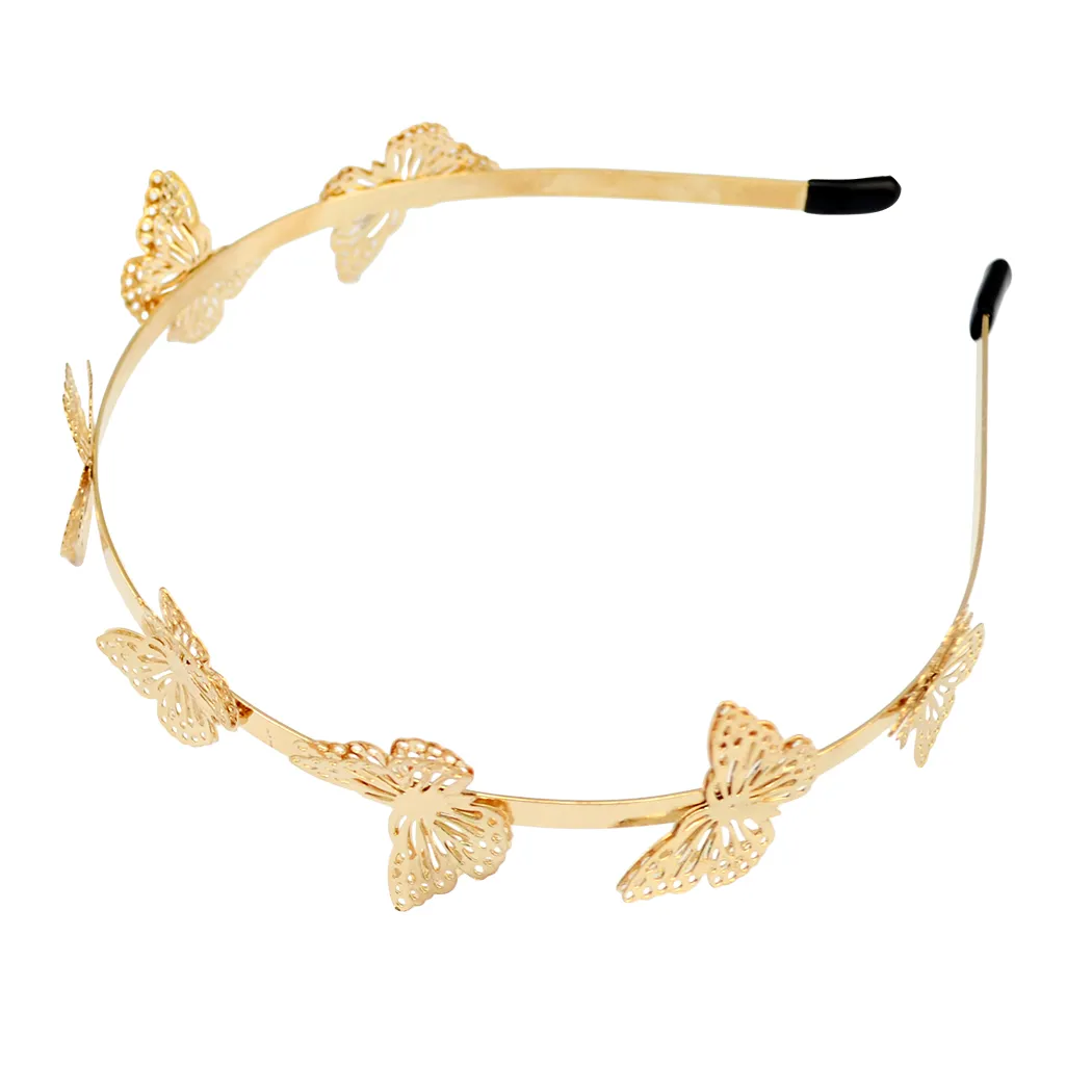 New Wholesale Price Fashion Simple Gold Plated Butterfly Shape Hairband Hair Jewelry for Girl Hair Accessories