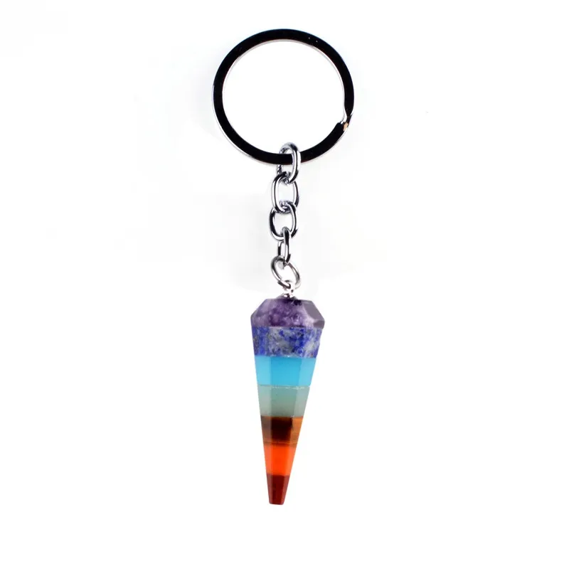 7 Chakra Stone Yoga Necklace Raw Quartz Natural Stones Dowsing Pendulum Necklaces Reiki Rainbow Jewelry Woman's Gift