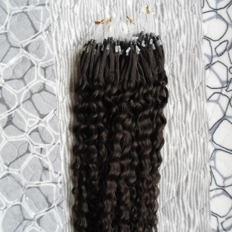 Бразильская девственная волоса микроэнергии для человеческих волос наращивание 100 г странных вьющихся микро -петли для удлинения волос Микро кольца8881759