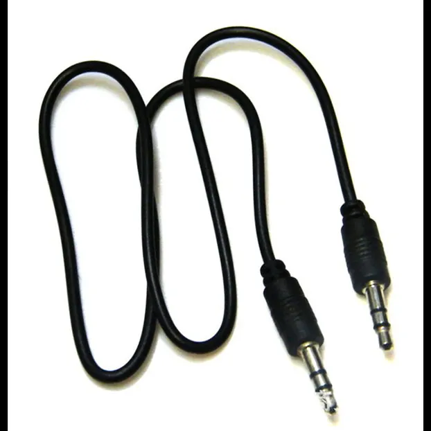 Cable auxiliar de audio negro/audio de 3,5mm para auriculares/portátil/MP3/estéreo 300 ps/lote