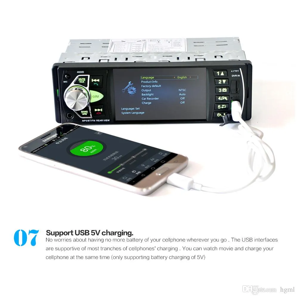 4.1 Inç 1 Din HD Araba Stereo Radyo Bluetooth MP3 MP5 Çalar Desteği USB / FM / TF / AUX Dikiz Kamera ile CMO_21N