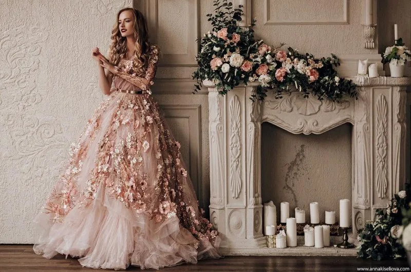 Роскошные вечерние платья на одно плечо длинные рукава Elie Saab Формальное платье. Продолжительное платье по взлетно -посадочной полосе 3D на пол.