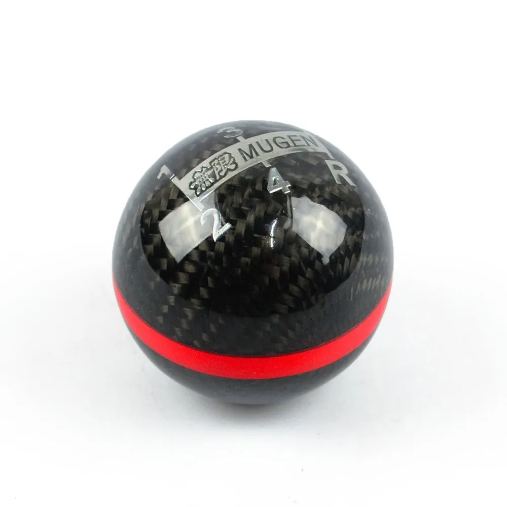 RASTP Mugen Ball Type 5 pommeau de levier de vitesse de course à 6 vitesses en Fiber de carbone noire avec ligne rouge RSSFN0138347307