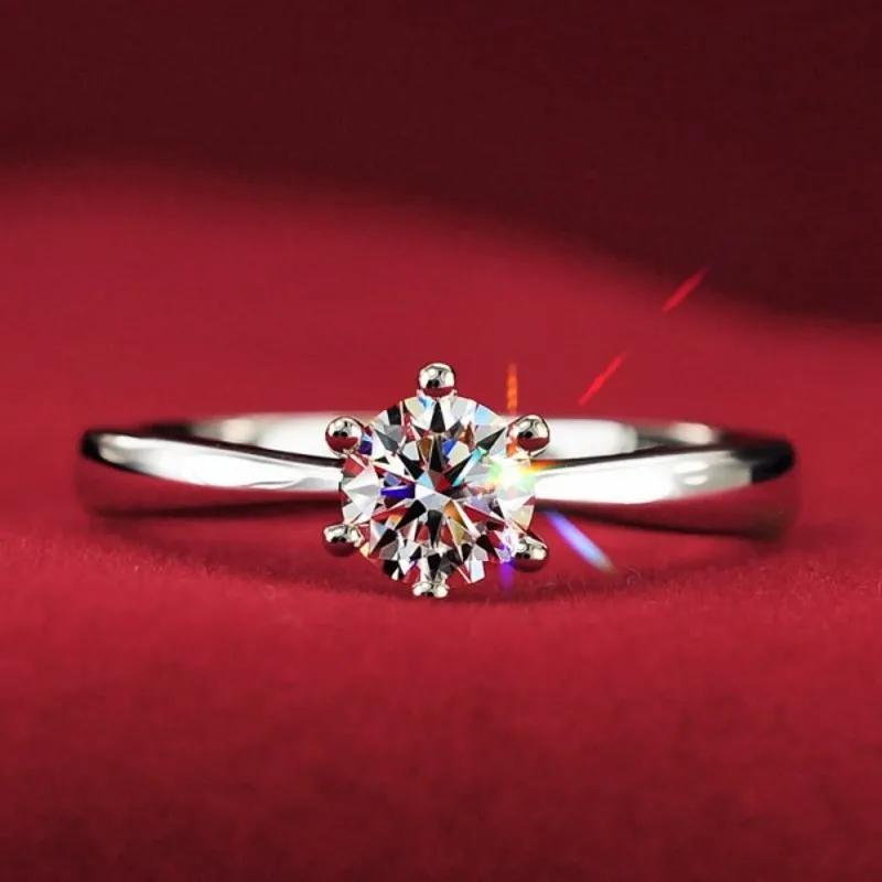 Anello di fidanzamento in argento Anel da 1 0 ct S925, anello nuziale con diamante CZ placcato in vero oro bianco 18 carati da donna283f