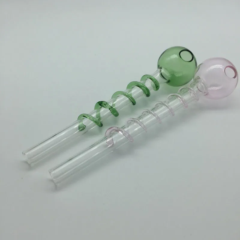 Tuyau de brûleur à mazout en verre Tuyaux à poignée en spirale Bubbler Pyrex mini tuyaux à poignée en verre