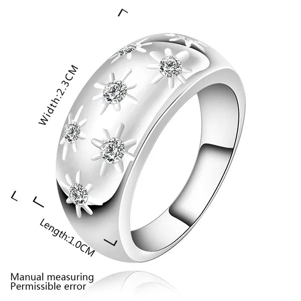 Gloednieuwe Stone Inlaid Flowers Sterling Zilveren Sieraden Ring SR504, Gloednieuwe White Gemstone 925 Silver Finger Rings Trouwringen