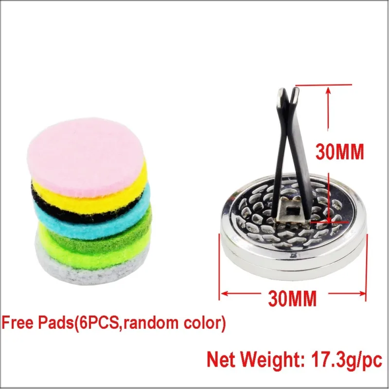 Novelty Colourful Crystal Aromatherapy Home Car Essential Oil Diffuser Locket Clip with Free Washable Felt Pads