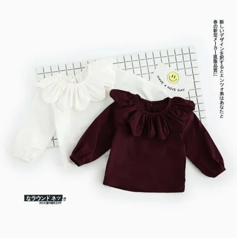 2017 INS NEW ARRIVAL Girls Kids shirt Long Sleeve sunflower pet pan collar T shirt girls causal 100% cotton baby girl blouse Free Ship