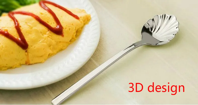 Knight Dessert Lepel 410 Rvs Shell Lepel Fruit Creatieve Pudding Scoop Ice Cream Scoop Restaurant Special Support Custom