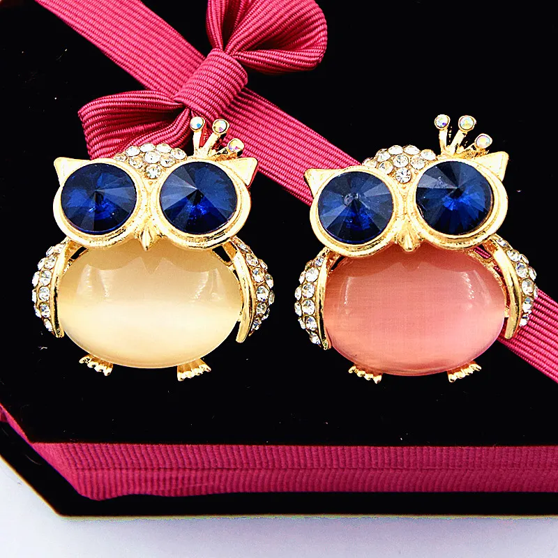 Lady moda azul do olho da coruja Broche Moda Opal Owl broche lenço Broach Mulheres Broach Buckle Pinos Adorável Pinos