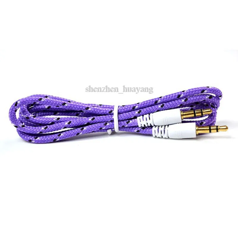 Braided Fabric Audio AUX Cable For phone 1M Colorful 3.5 mm Male to Male Stereo Audio cables Cord universal