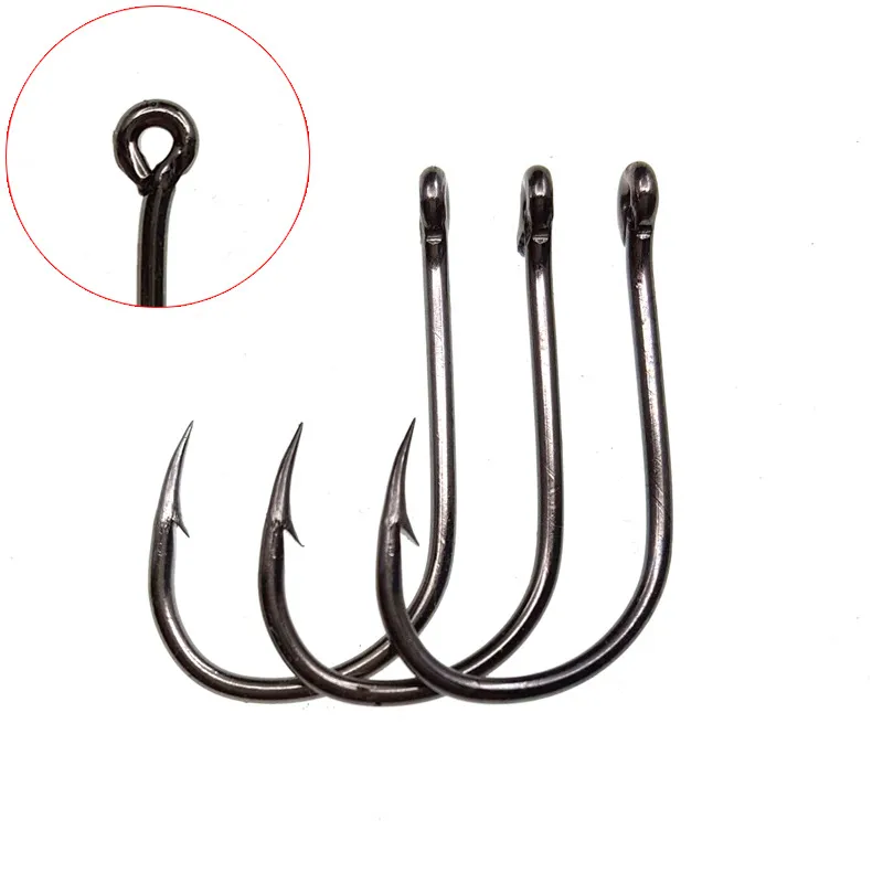 10 storlekar 615 Black Ise Hook High Carbon Steel Barbed Hooks Fishhooks Asian Carp Fishing Gear W102830859