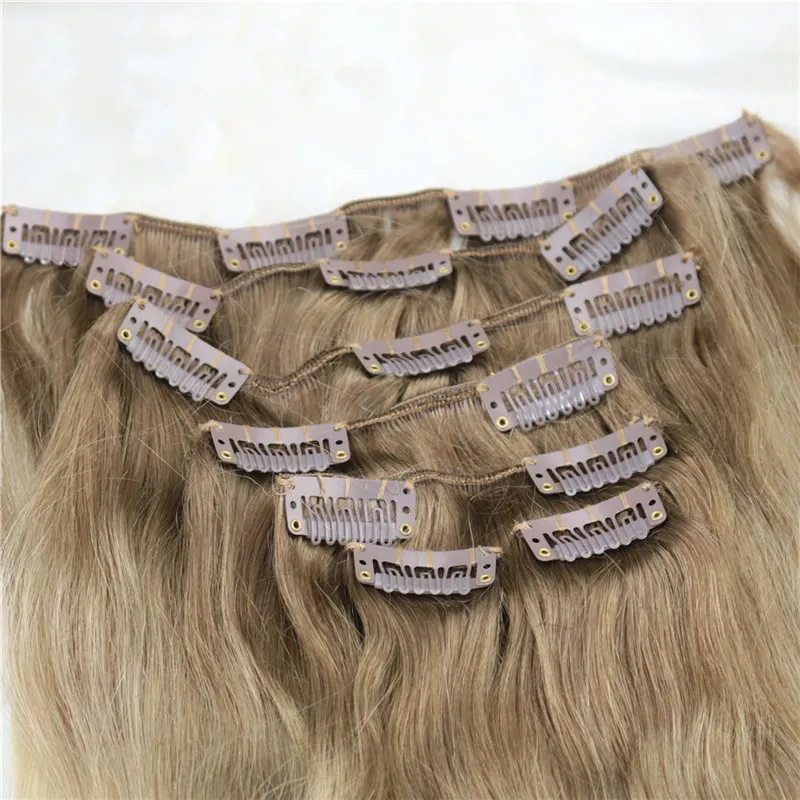 18"(45cm) Extensiones De Clip De Pelo Natural Una Pieza(Muy Gruesa) 100